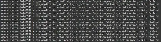 Screenshot of errors in system log