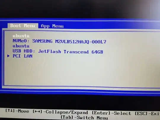 Screenshot: Boot menu