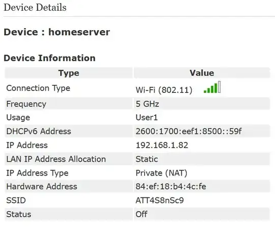 details from my router about the server