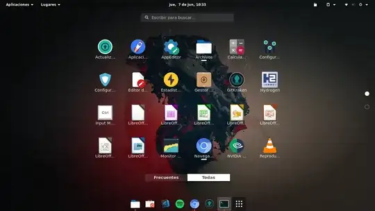 Apps aplication menu screenshot