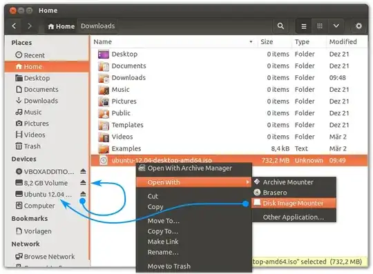nautilus showing Disk Image Mounter in context menu when .iso-file is selected
