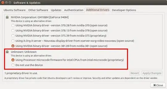 Software & Updates > Additional Drivers > Unknown/Intel Microcode