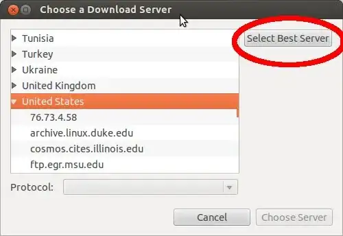 Update Manager - Choose a Download Server
