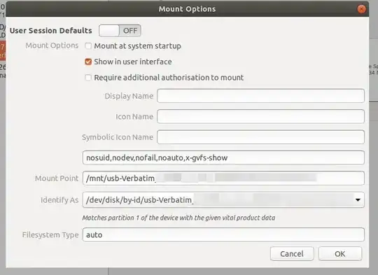 Edit Mount Options menu