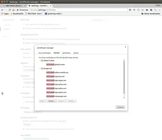 Screen shoot of chrome untrusted certificates