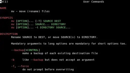 most screenshot displaying mv's manpage