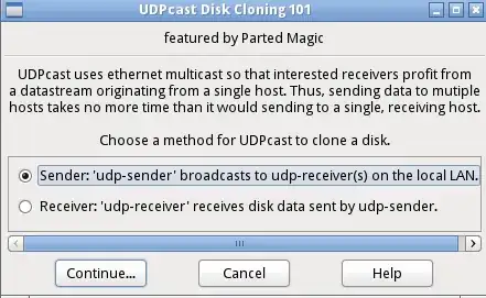 UDPCast Disk Cloning start screen