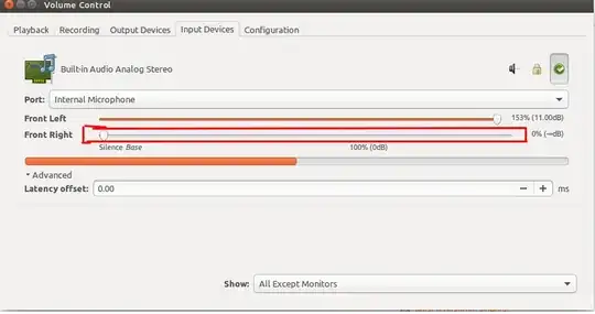 Volume Control settings, Front Right slider all the way down