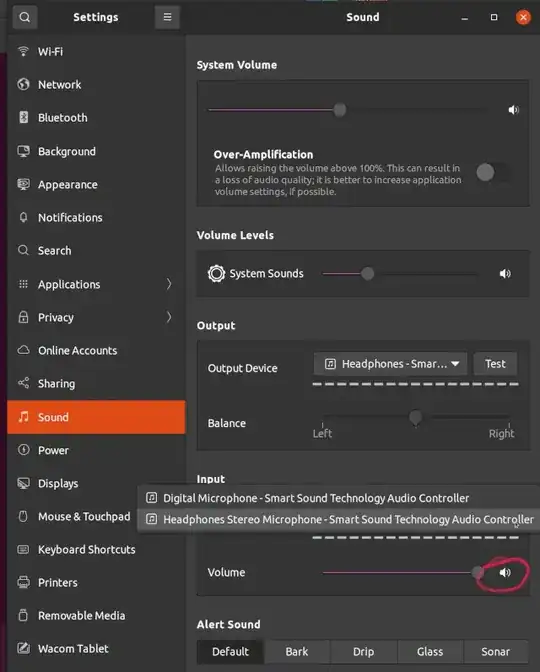 un/muting in sound settings