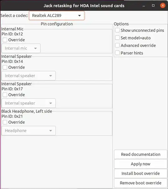 A screenshot of the settings I installed
