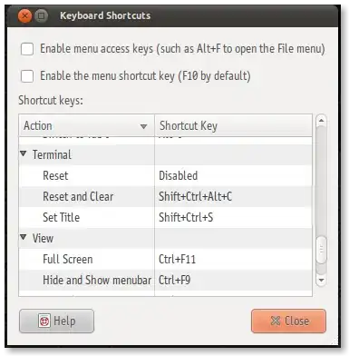 reset and clear shortcut