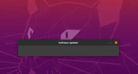 Screenshot of the update window