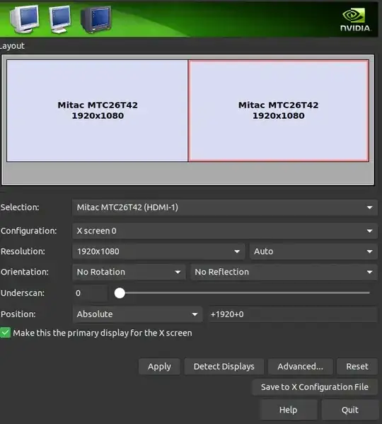 Nvida X Server Settings