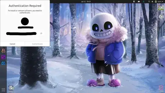 Picture of my desktop 30 minutes before I decided to restart my laptop. The Authentication prompt is in the top left hand corner, password was typed in, and the "Authenticate" button is greyed out.