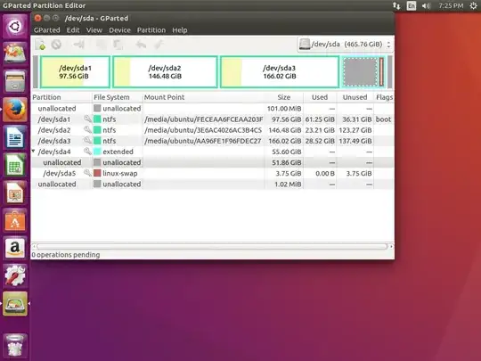 An Image of my GParted partitions