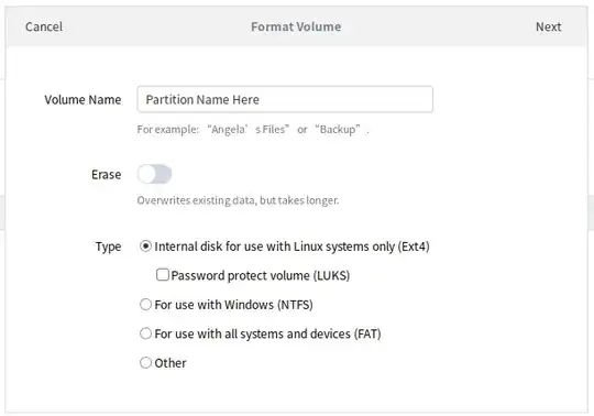 Disk partition settings
