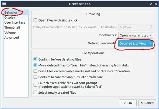 Picture of Default View Mode for PCManFM in Preferences