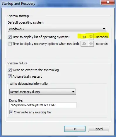 Startup & Recovery settings