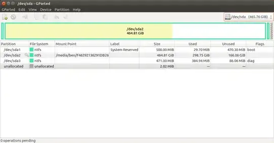 Screenshot of partition of original SSD with windows 10