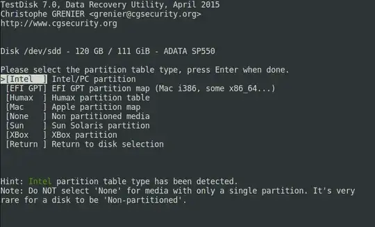testdisk file system selection