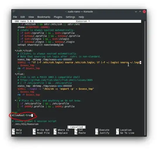 Preview of the file ./Xsession after editing
