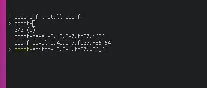 autocomplete output of dconf attempting to install dconf-editor