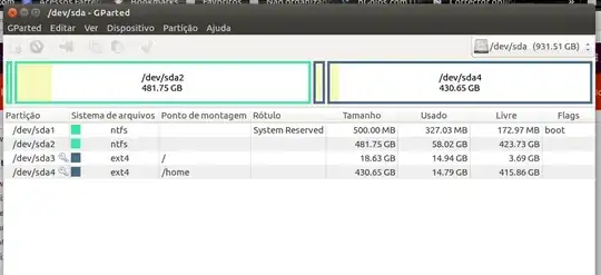 screenshot of partitions in GParted