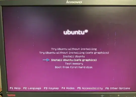 "Install Ubuntu (safe graphics)" menu item