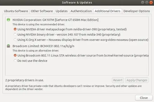 Driver installed from "additional drivers"