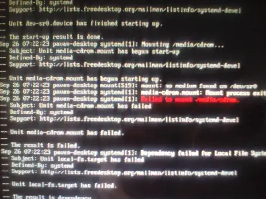 text including failed to mount /media/cdrom in red