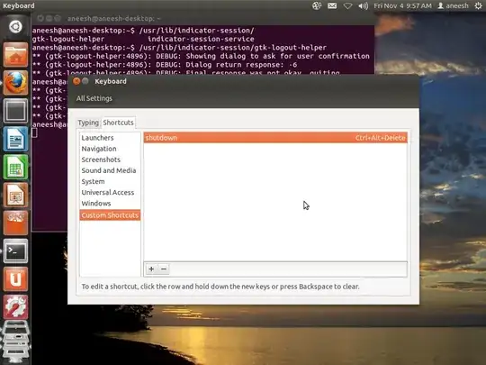 new shortcut shown under shortcuts in keyboard settings
