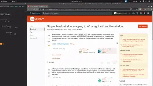 screencast of ungrouping a window in Ubuntu 19.10