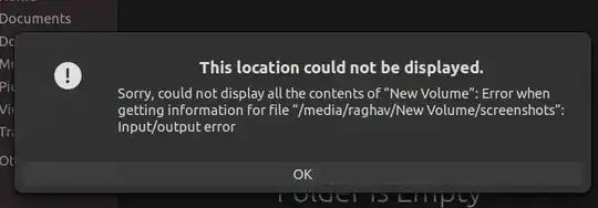 screenshot of errors