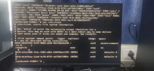 output of cat /etc/fstab/