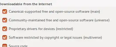 Screenshot of repositories list