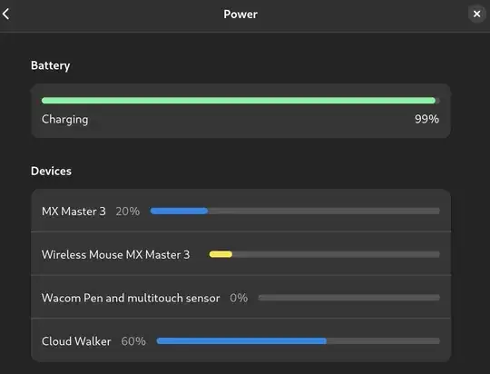 After bluez Experimental option enabled, Cloud Walker bluetooth headset is displayed in Devices section of Power settings