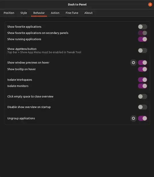 Dash to panel settings