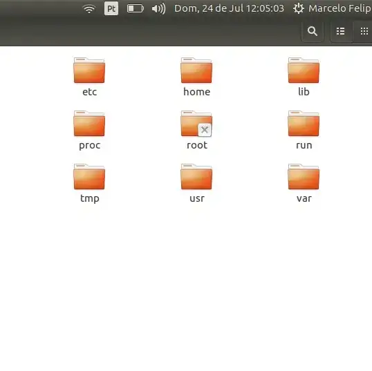 ubuntu root folder with an x