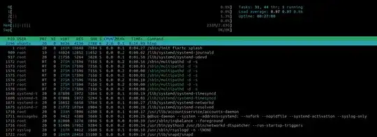 htop output