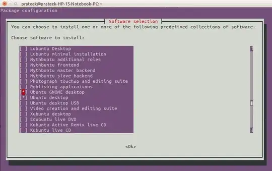 Tasksel menu Tasksel menu