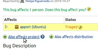 Screenshot of "Also affects project" location on the bug screen