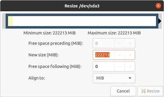 Screenshot of resize window