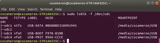 sudo lsblk -f /dev/sdx