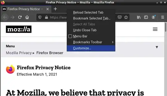 Firefox Customize menu