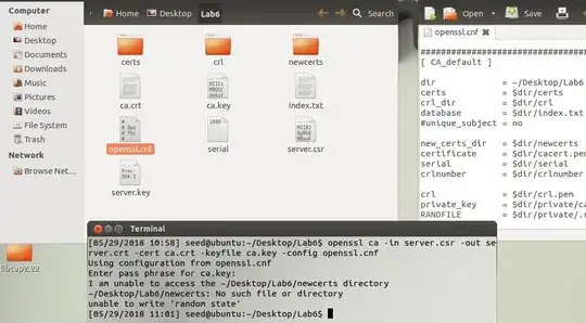 Error while generating certifcate