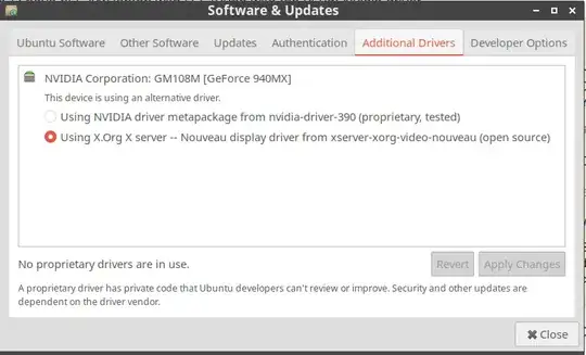 Additional Drivers menu in my distro