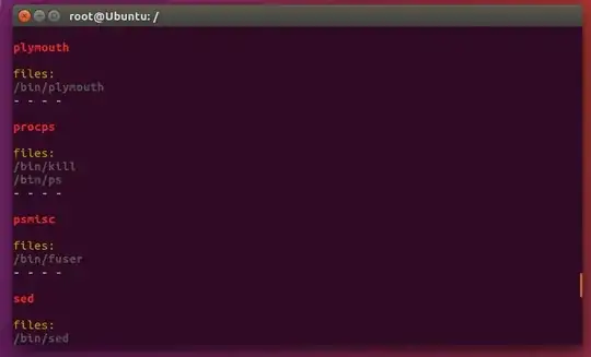Screenshot of <code>/bin</code> package list as output by my script
