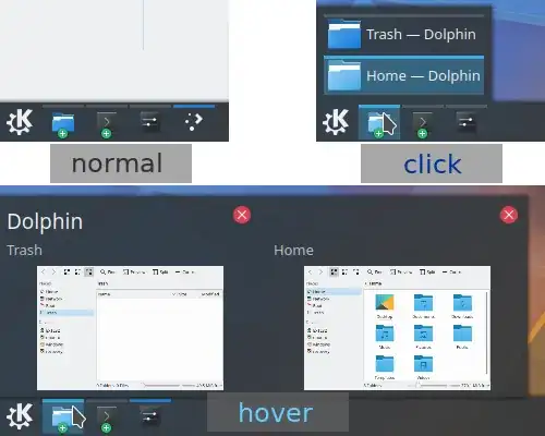 KDE Plasma 5 with icon-only task manager