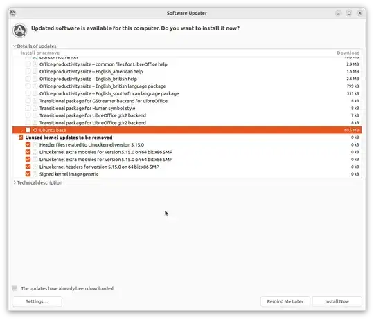 image of software updater after update is complete