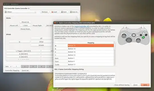 Screnshot of AntiMicro and key mapping